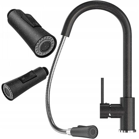Granitan Robinet De Cusine Libra Avec Déversement Rétractable Noir (1/5)