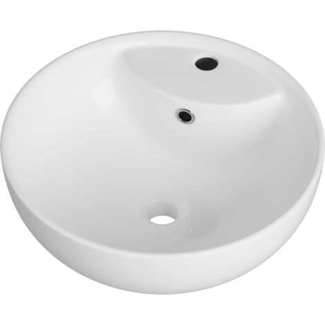 Lavabo à Poser Rond en Céramique Blanche avec Trop-plein GRANITAN JAVA 46x46 cm (1/5)