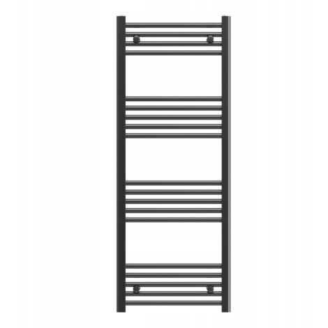 Radiateur Porte-Serviettes de Salle de Bain Granitan Breno 50x130 cm Noir Design en Acier avec Connexion Basse et Option de Résistance Électrique (1/5)