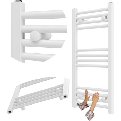 Radiateur Sèche-serviettes Salle de Bain Granitan Breno 30x100 cm Blanc Acier 271W Avec Option de Résistance électrique (1/5)