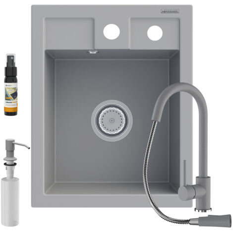 Ensemble d'évier avec batterie libra, distributeur et siphon, Granitan, meilleur modèle, granit comp (1/5)