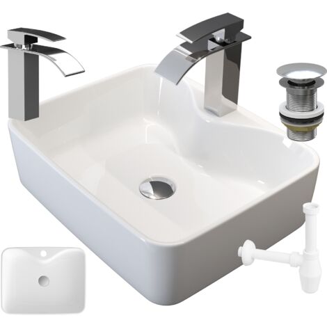 Lavabo blanc ceramique mixer click plug salle de bain avola 85111864 (1/5)