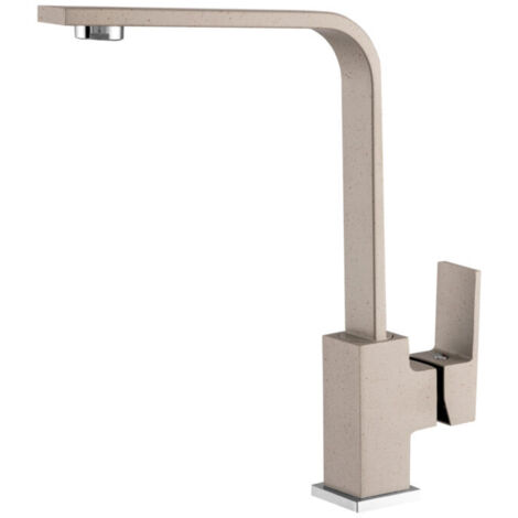 Mitigeur de cuisine Granitan PERRO bec carré bec pivotant 360° finition beige sable.