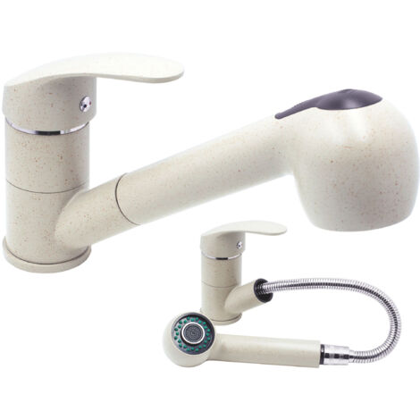 Robinet de cuisine Granitan Hand avec douchette extractible Beige 1 pièce (1/5)