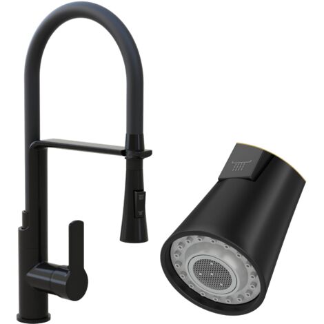 Mitigeur de Cuisine Granitan VEGAS avec Douchette Extractible - Noir - 43 cm (1/5)