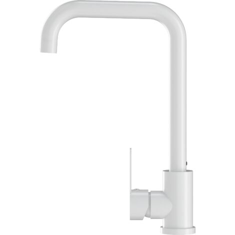 Mitigeur de cuisine moderne Granitan Steel blanc avec bec pivotant à 360° (1/5)