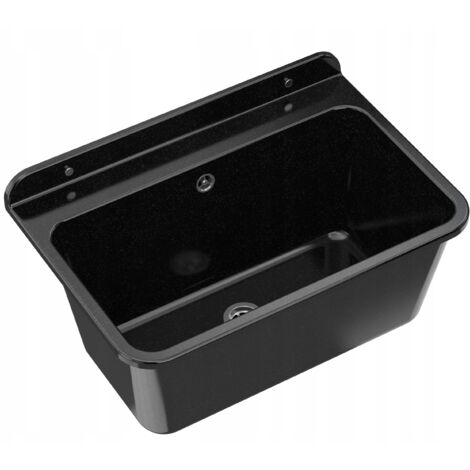 Évier utilitaire en polypropylène noir granité avec siphon – 61x41x30 cm – Granitan Large