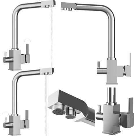 Robinet de cuisine à trois voies pour filtre à eau NODE chrome spout filter (1/5)