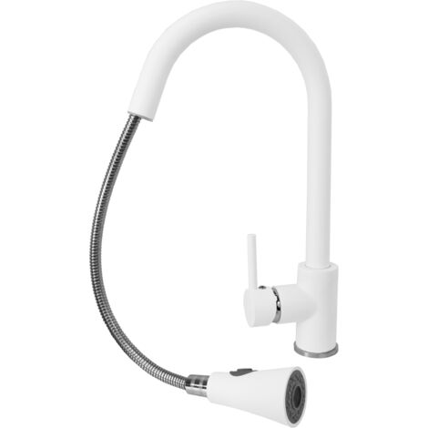 MÉLANGEUR DE CUISINE BLANC SNAKE AVEC DOUCHETTE EXTRACTIBLE (1/5)