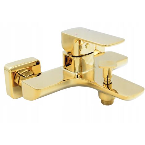 Mitigeur Baignoire Mural Granitan CUBIC Laiton Doré Design Carré (1/5)