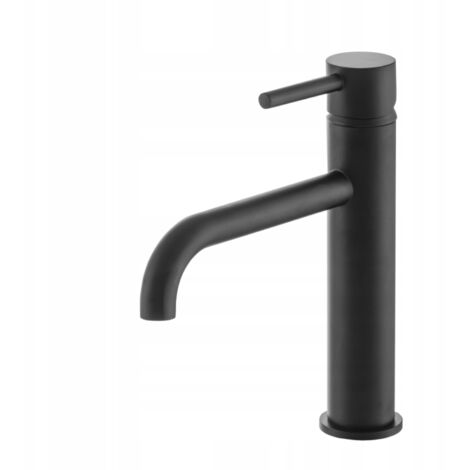 LAVABO MITIGEUR SUR PIED MITIGEUR BAS CÉRAMIQUE NOIR KIVO (1/5)