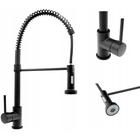 Mitigeur de Cuisine avec Douchette Extractible Granitan Noir Spirale (1/5)