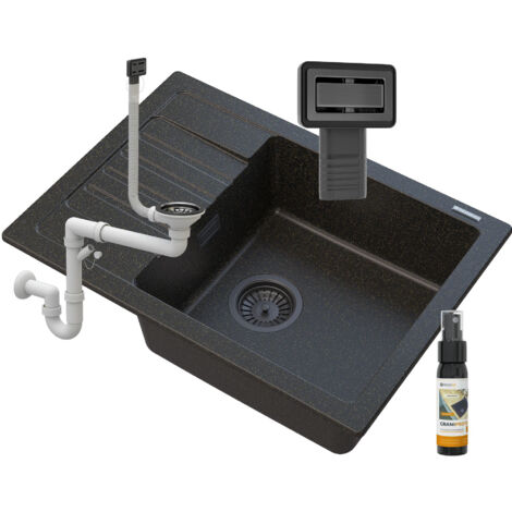 GOLDEN ARGOS GRANIT ÉVIER + SIPHON SQUARE BLACK (1/5)