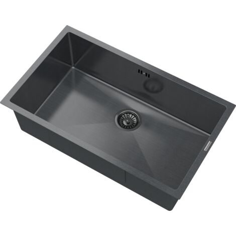 Évier Sous-Plan Acier Inoxydable Bari74 Granitan Noir Rectangulaire 1 Bac 748x447 mm (1/5)