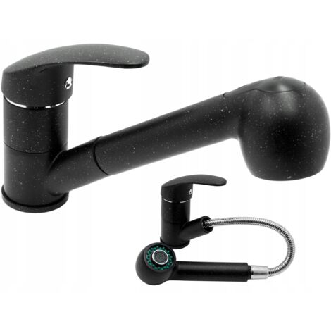 Mitigeur de Cuisine Granitan HAND – Bec Extensible – Finition Noir Granité – Installation Sur Plan – 175 mm (1/5)