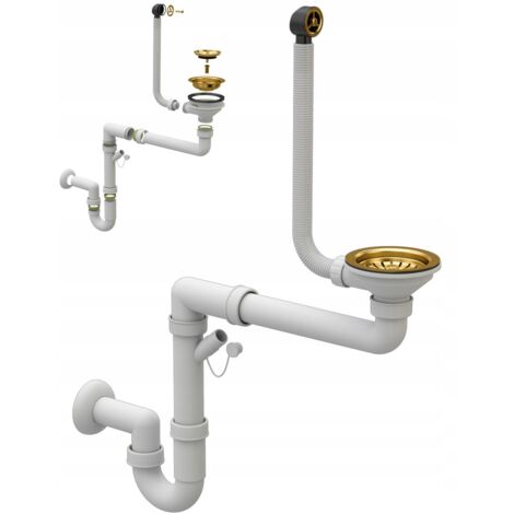 GOLD MANUAL WALL-MOUNTED SIPHON 1 COMPARTIMENT POUR ÉVIER (1/5)