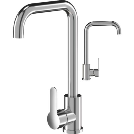 ROBINET MÉLANGEUR DE CUISINE POUR ÉVIER CHROMÉ ARGENTÉ ROBINET ROND EN ACIER (1/5)