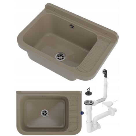 Évier utilitaire POLO en Granitan beige avec siphon – 508x338 mm (1/5)