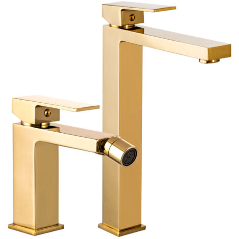ENSEMBLE DE ROBINETS D'ÉVIER À HAUTE TENEUR EN OR+BIDET (1/5)
