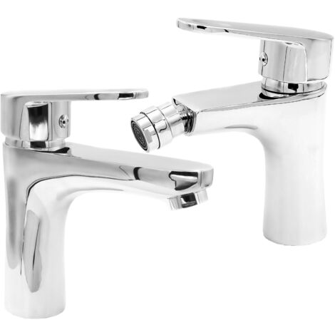 Set Robinetterie Salle de Bain Granitan Cobi Chrom - Mitigeur Lavabo et Bidet - 1 Pièce (1/4)