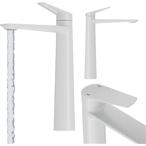 MITIGEUR LAVABO BLANC HAUT SALLE DE BAIN LAITON ROBINET SUR PIED NAVE (1/5)