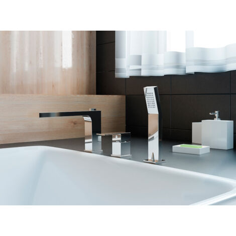 Fransiton Robinet De Salle De Bain à 3 Trous 20,3 Cm Large - Noir Mat