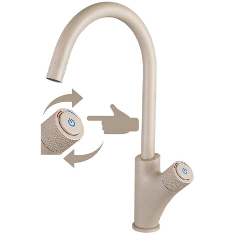 MÉLANGEUR DE CUISINE BEIGE PRESS ON-OFF POUR ÉVIER Q