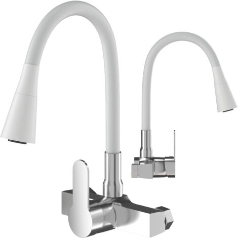 Mitigeur Mural Flexible Cuisine Granitan Flexo Blanc pour Évier (1/5)