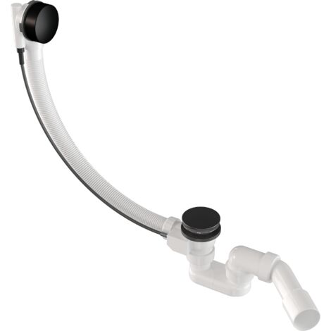 Siphon de Baignoire Automatique Granitan Noir avec Trop-plein en Polypropylène et Acier Inoxydable - 1 Pièce (1/4)