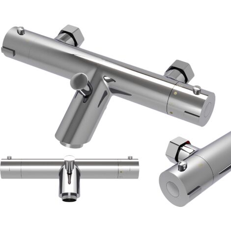 Mitigeur Thermostatique Douche Argenté Robinet Salle de Bain Granitan Laiton 1 pièce (1/5)