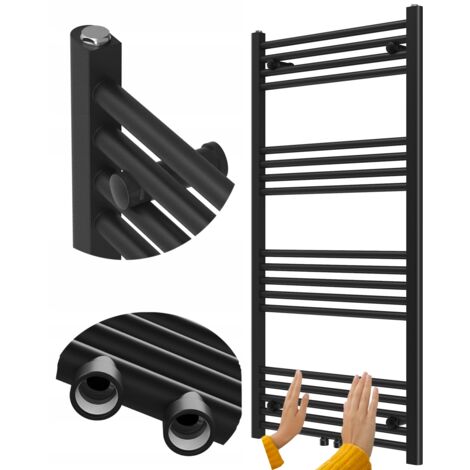 Radiateur Sèche-serviette LuxeBath Noir Acier 50x120 Cm Connexion Latérale
