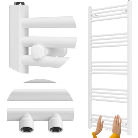 Radiateur Sèche-Serviettes Salle de Bain Granitan Raven 140x60 cm Blanc avec Kit de Montage (1/5)