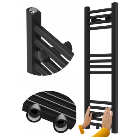 Radiateur Salle de Bain Granitan Raven 90x30cm Noir Échelle Chauffante 273W Avec Kit de Montage (1/5)