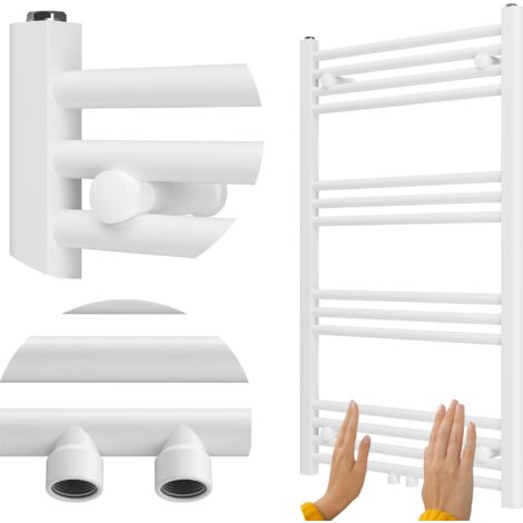 Radiateur Sèche-Serviettes Granitan Raven 100x60 cm Blanc 463W Acier Salle de Bain Avec Raccordement Central et Électrique (1/5)