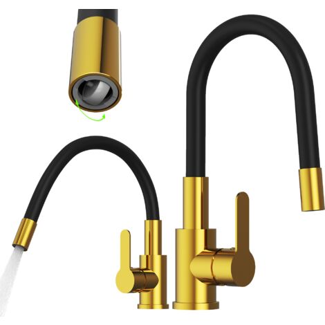 Mélangeur de cuisine à bec flexible Gold GRADO PLUS aérateur à bec pivotant (1/5)