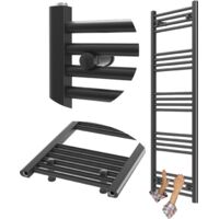 Granitan – Radiateur salle de bain échelle 50x140 cm noir – 546W puissance – 20 barres en acier – Compatible résistance électrique