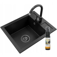 Evier en granit robinet noir siphon noir 85111829