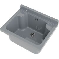 Évier utilitaire Granitan Loma gris en polypropylène avec siphon et kit de montage – 42,4 x 34,3 x 24,2 cm