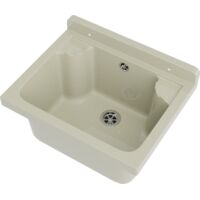 Évier utilitaire en granit Loma beige 1 pièce – Résistant, compact et polyvalent – Dimensions 42,4 x 34,3 x 24,2 cm – Matériau polypropylène – Kit de montage inclus