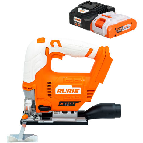Scie sauteuse sans fil 20V – Moteur brushless, 3800 tr/min, 5 vitesses, angle ajustable, éclairage LED, 4 lames incluses – Autonomie prolongée – Ruris (1/5)
