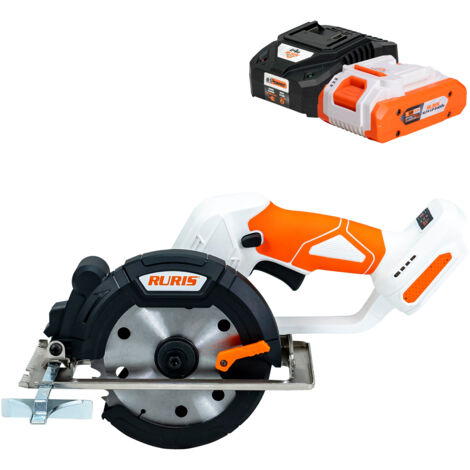 Scie circulaire sans fil 20V – Moteur brushless 6800 tr/min – Disque 140 mm – Profondeur et angle de coupe réglables – Kit avec batterie 4Ah et chargeur – Ruris (1/5)