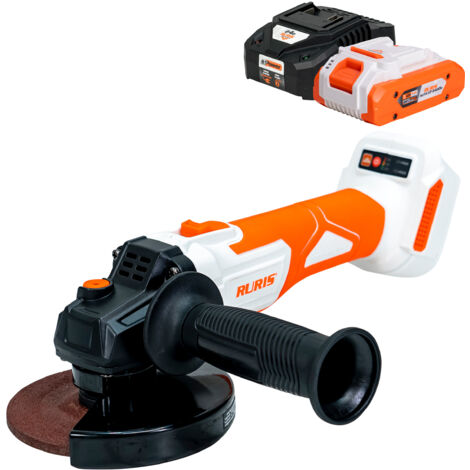 Meuleuse d’angle sans fil 125 mm – Moteur sans balais 20V – 2 vitesses 2600/8500 tr/min – Disque de ponçage 125 mm inclus – Ruris