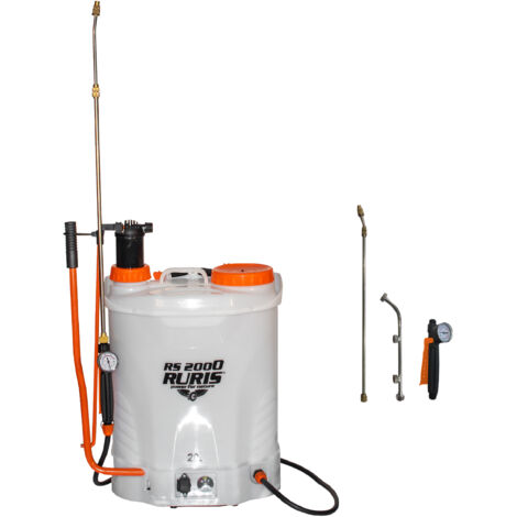 Pulvérisateur Électrique et Manuel RS 2000, Réservoir 20L, Batterie 12V 8Ah, Pression du moteur 4 bar, Chargeur Inclus - RURIS
