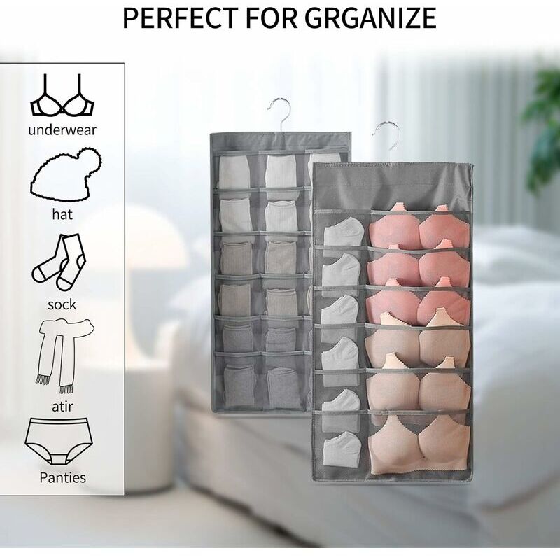 Multifunctional 30 Grid Double-Sided Underwear Hangging Bag