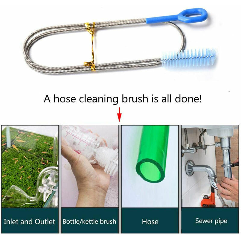 AlwaysH Extra long drain cleaning brush length 1.55 m super flexible drain cleaning tool drain cleaning brush blue