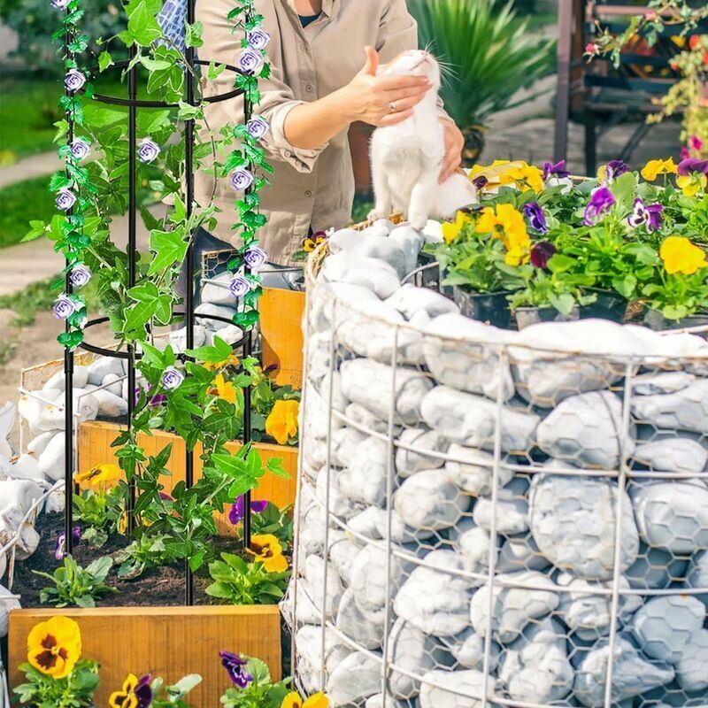 DXront Raised Garden Bed With Tomato Cage & Self-Watering System - 56.7" Planter Box With Trellis & Wheels