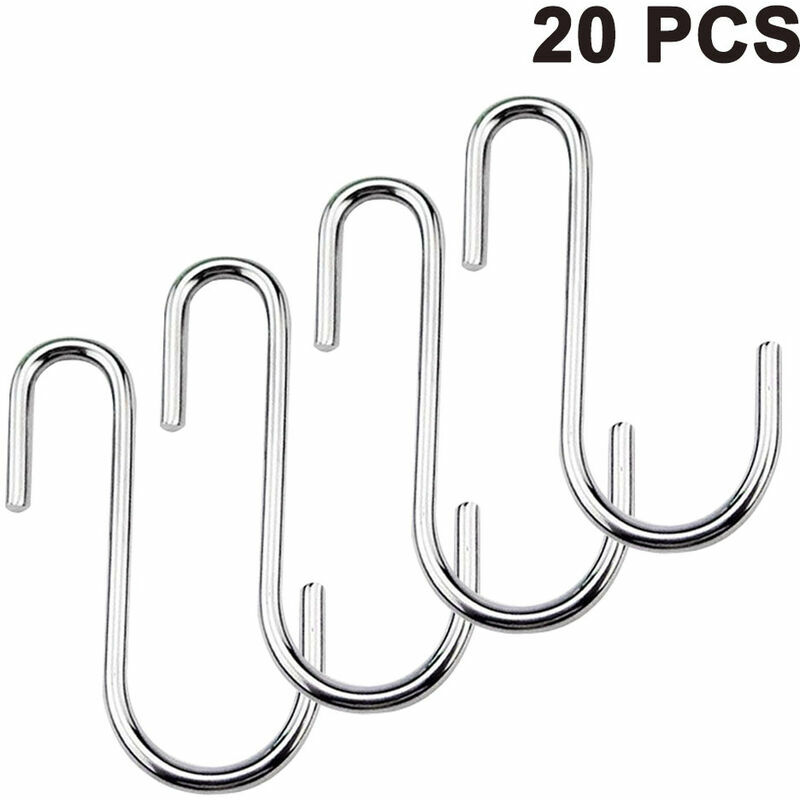 4-Pack 12 Inch Black Chrome Finish Steel Hanging Flat Hooks - S Shaped Hook  Heavy-Duty S Hooks, for Kitchenware, Pots, Utensils, Plants, Towels