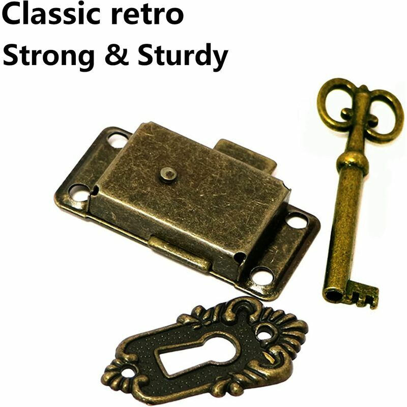 2pcs cupboard locks with key Antique Lock and Key Old Fashioned Lock Vintage