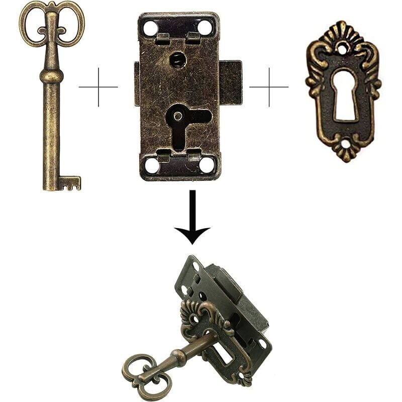 2 sets of vintage cabinet door lock, cabinet lock, antique