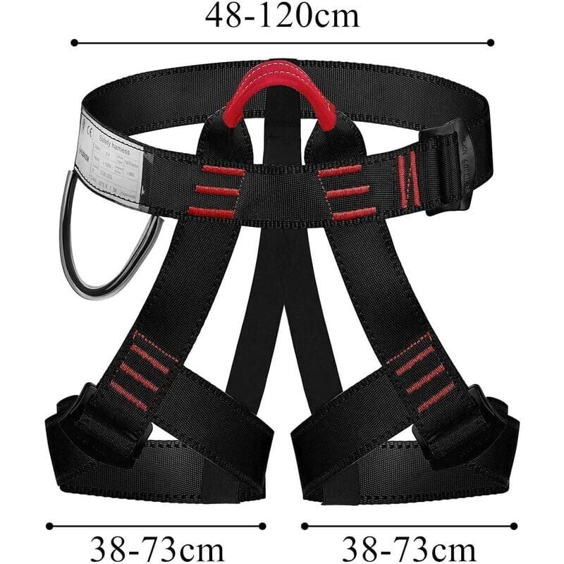 Full Body Harness, Adults Climbing Harness Belts for Outdoor Caving  Rappelling Mountaineering with Hook Lanyard Harness + 1.6m M